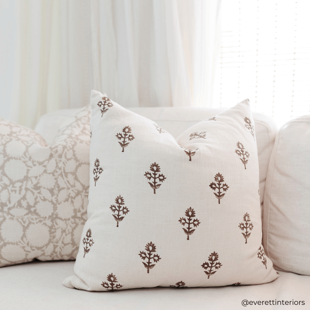 Mia Floral Block Printed Pillow Cover