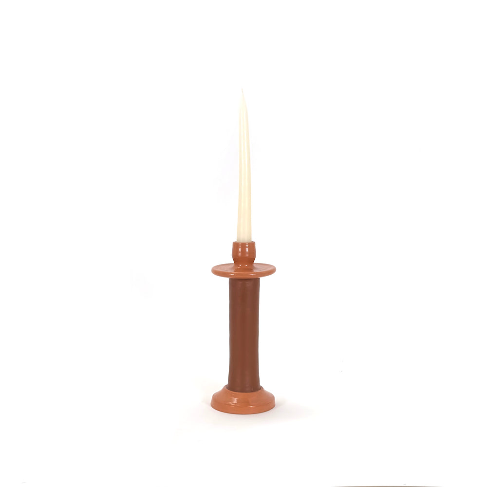 Leather Wrapped Ceramic Candle Holder
