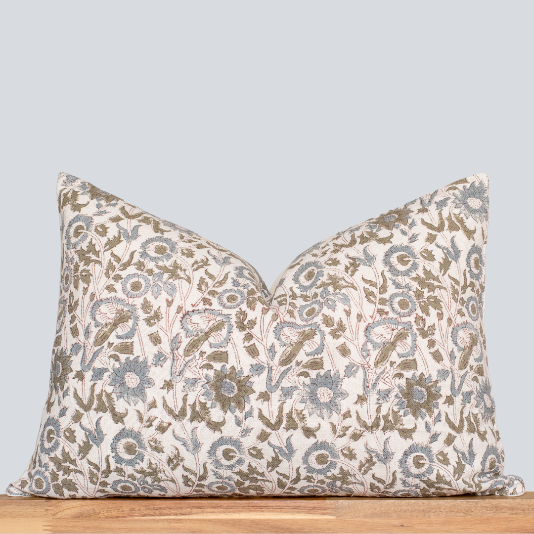 Mirelle Floral Block Printed Pillow Cover