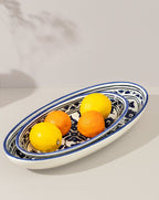 Floral Bleu Collection Decorative Oval Plate