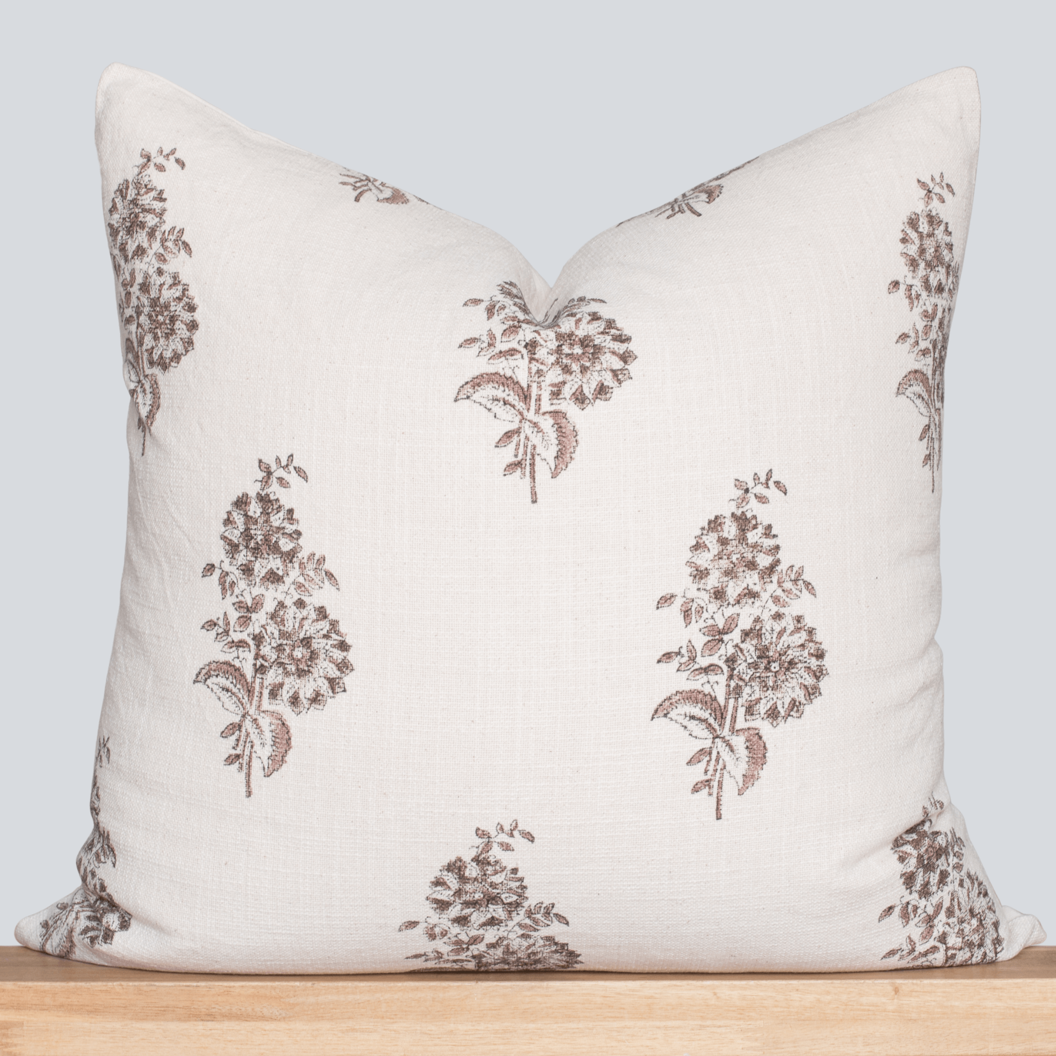 Marisol Floral Block Printed Pillow Cover Brown