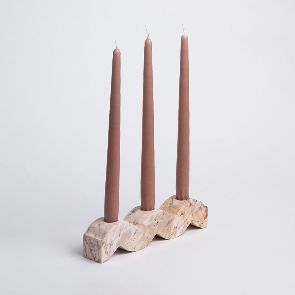 Dual Wavy Soapstone Candelabra