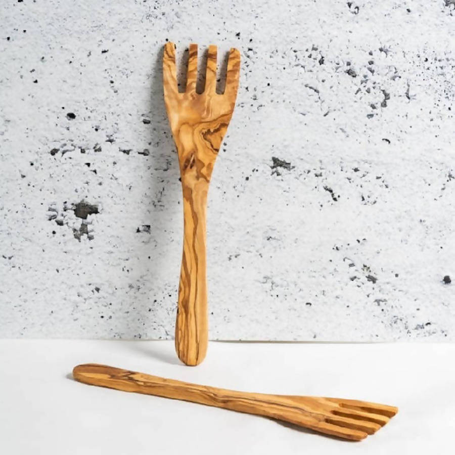 Olive Wood Serving Spatula Forks