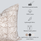 Sienna Floral Block Printed Pillow Cover