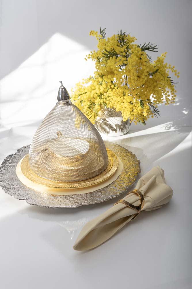 Feather Plates Gold & Oyster