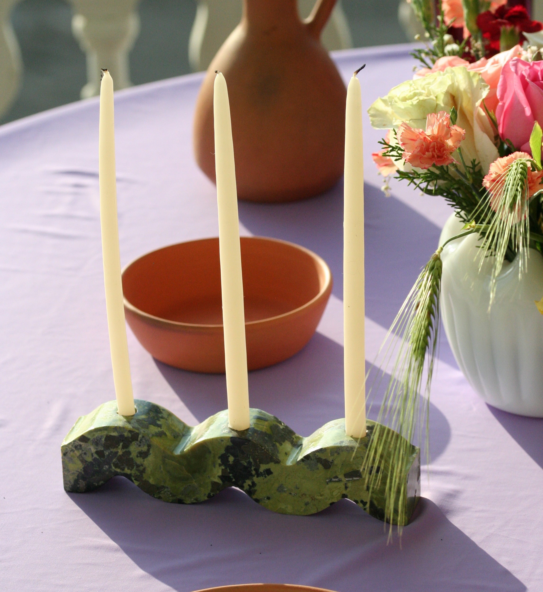 Wavy Gemstone Candelabra