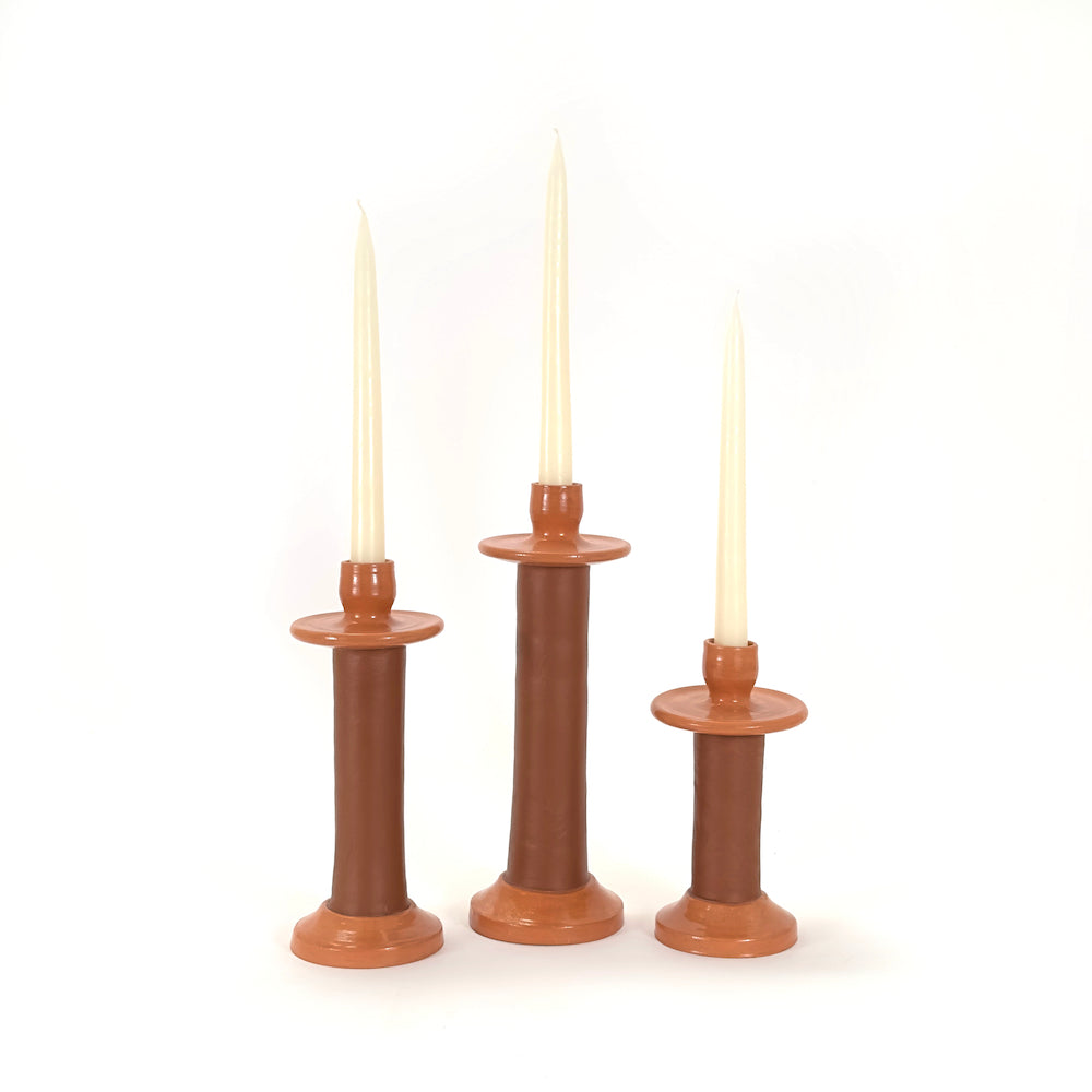 Leather Wrapped Ceramic Candle Holder