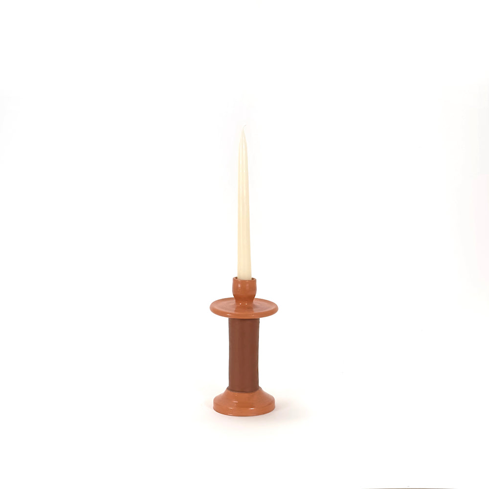 Leather Wrapped Ceramic Candle Holder