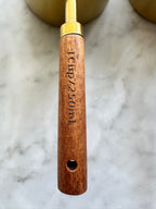 Acacia Wood and Gold Measuring Cups, Set of 8