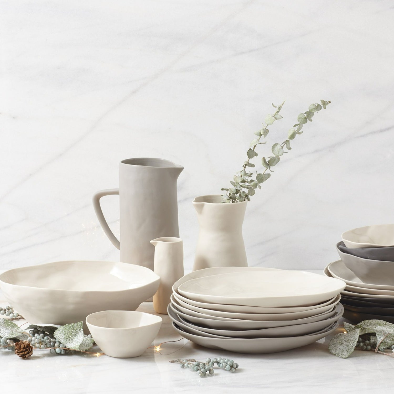 Rugueux Stoneware Carafe in Pearl