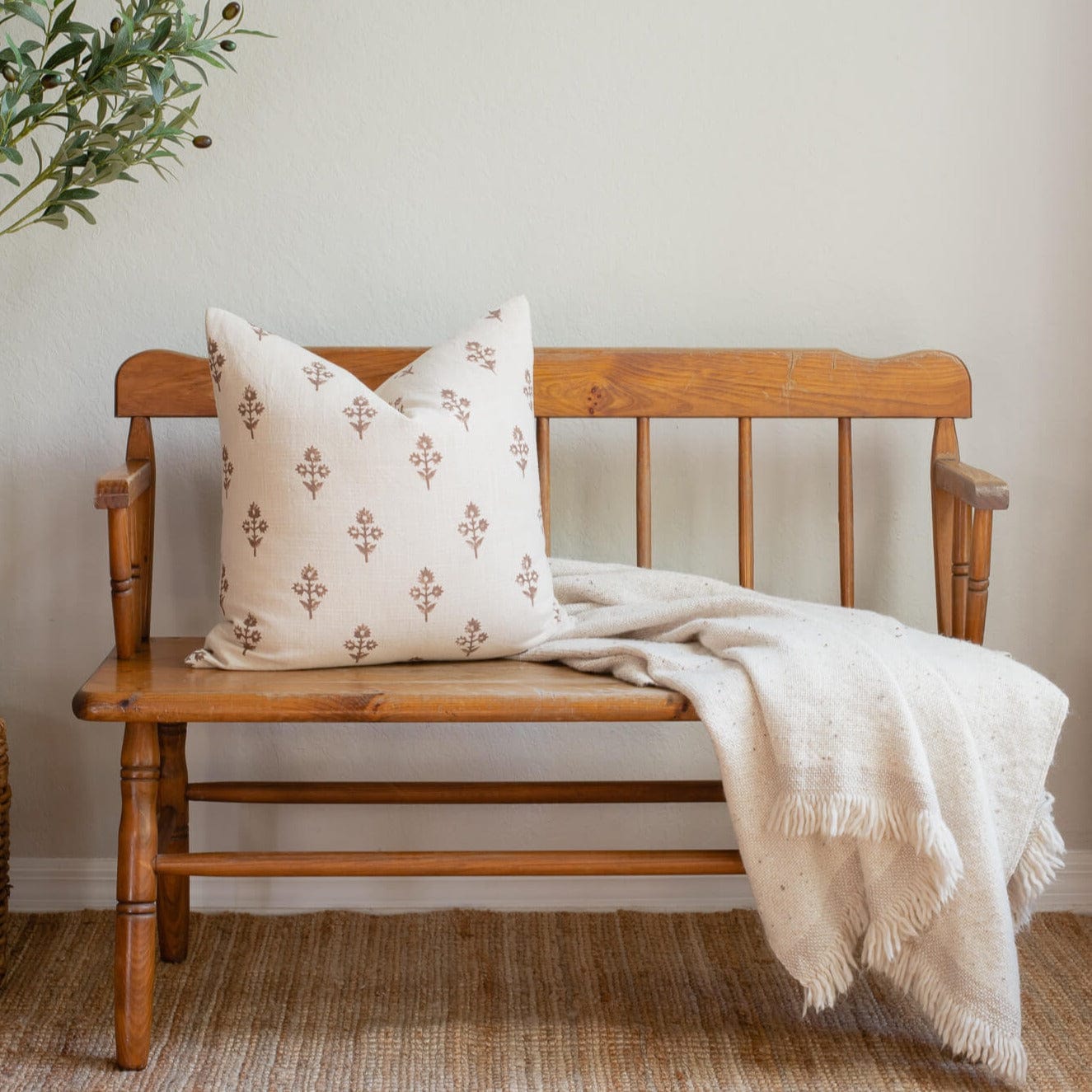 Mia Floral Block Printed Pillow Cover