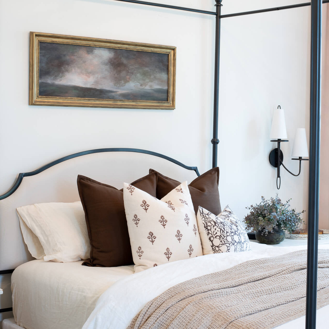 Mia Floral Block Printed Pillow Cover