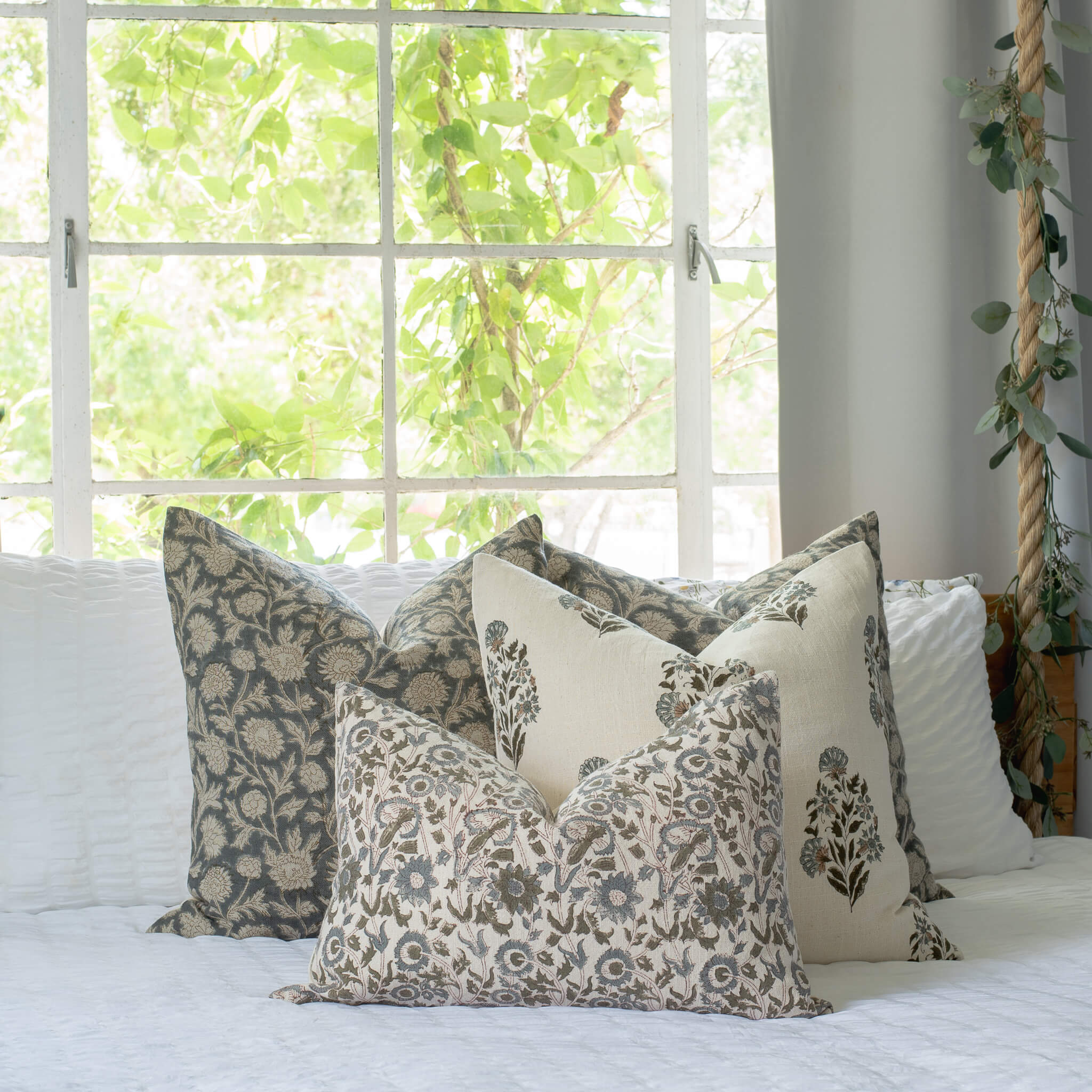 Mirelle Floral Block Printed Pillow Cover