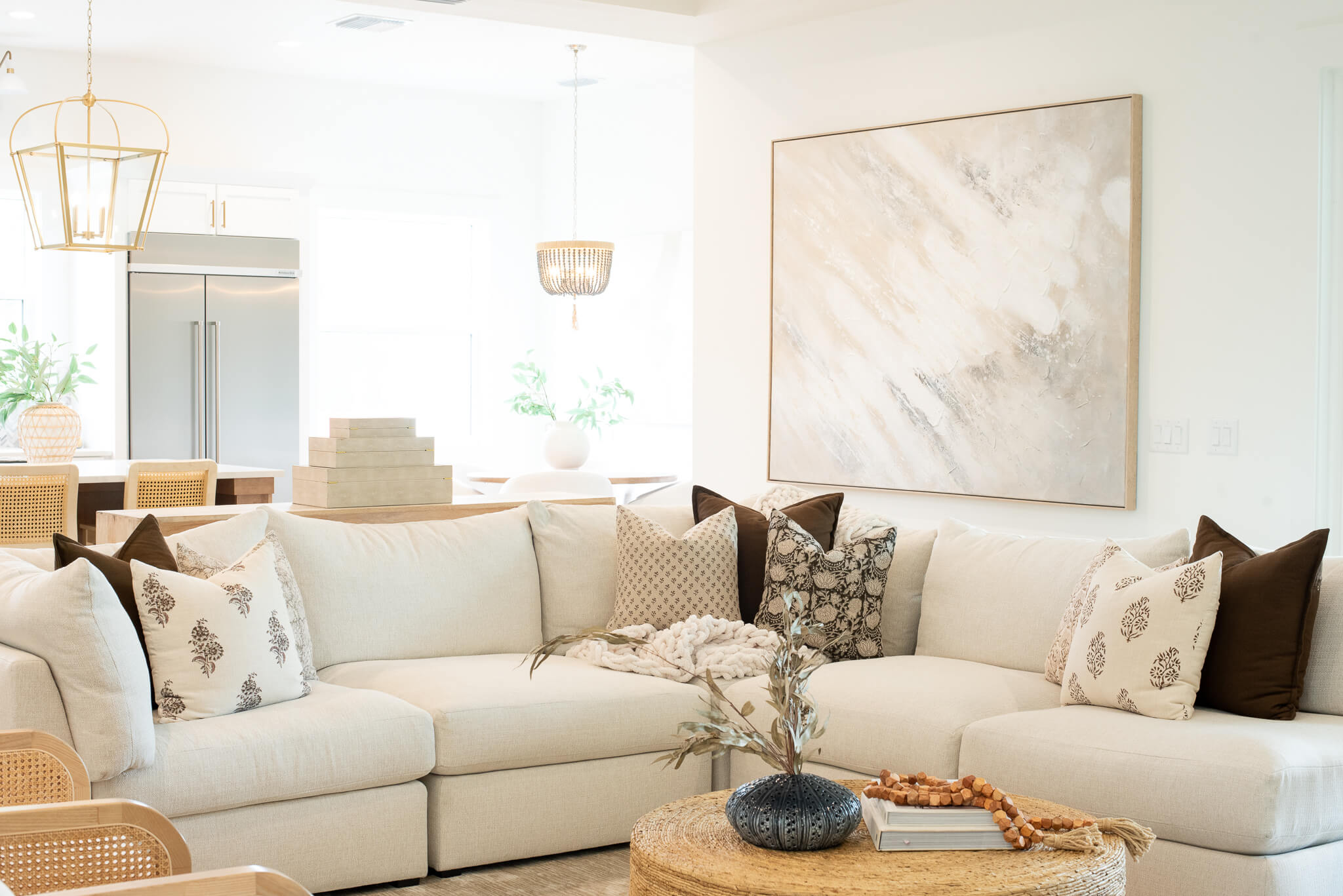 Magnolia Floral Block Printed Pillow Cover