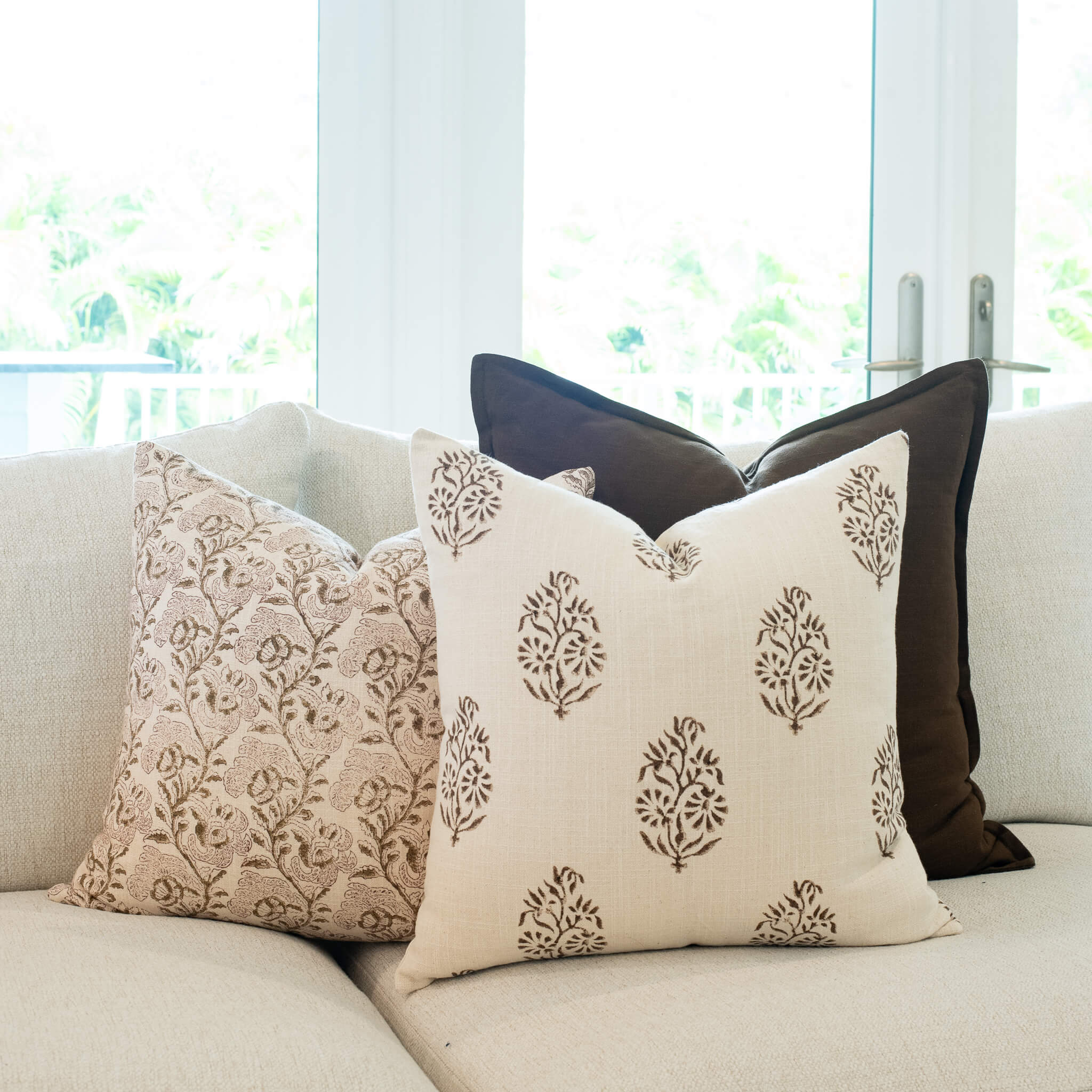 Magnolia Floral Block Printed Pillow Cover