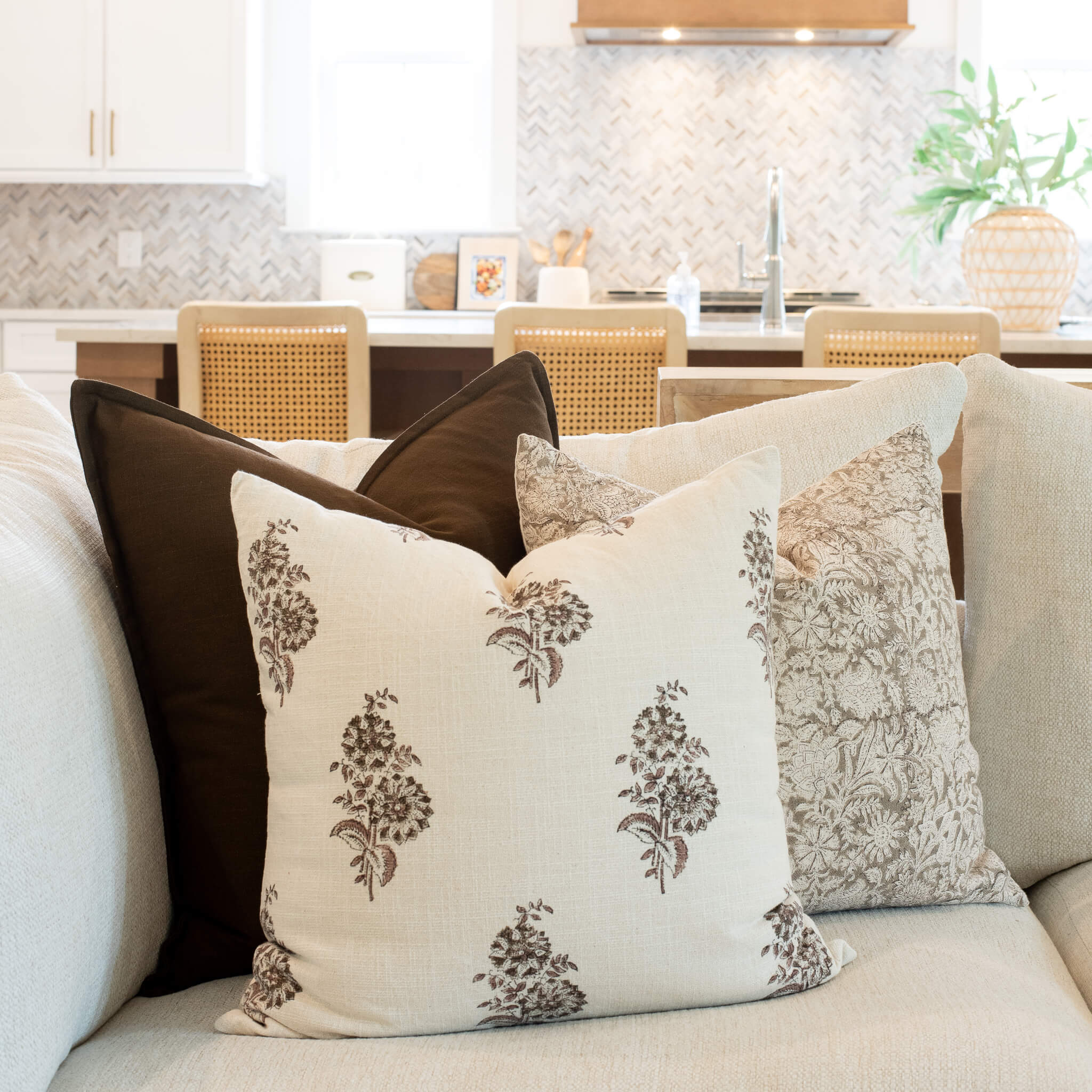 Sienna Floral Block Printed Pillow Cover