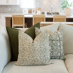 Everly Floral Block Printed Pillow Cover Olive Green