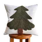 Forest Green Tufted Christmas Tree Pillow Cover