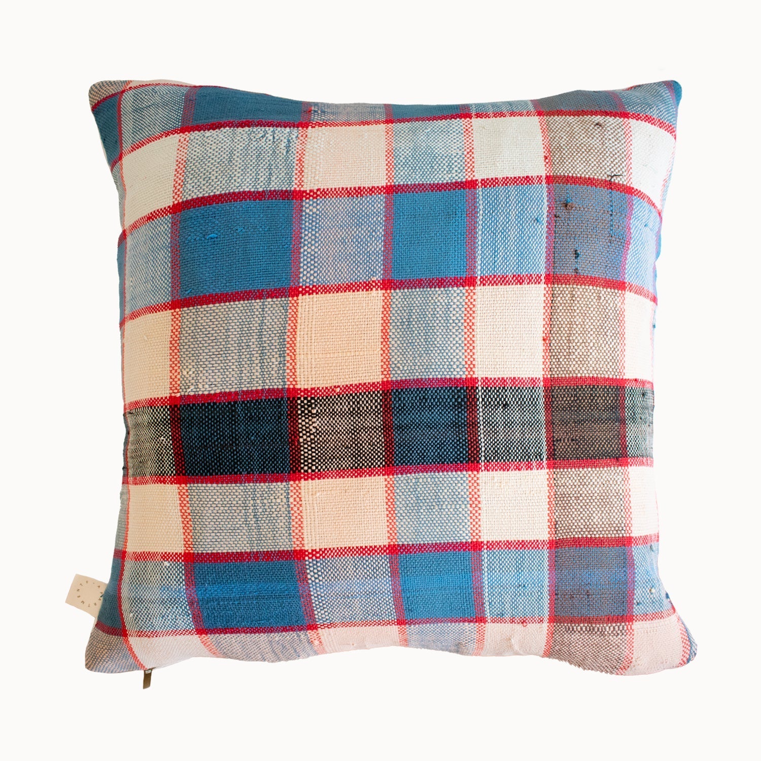 Nonna Upcycled Blue Plaid Pillow