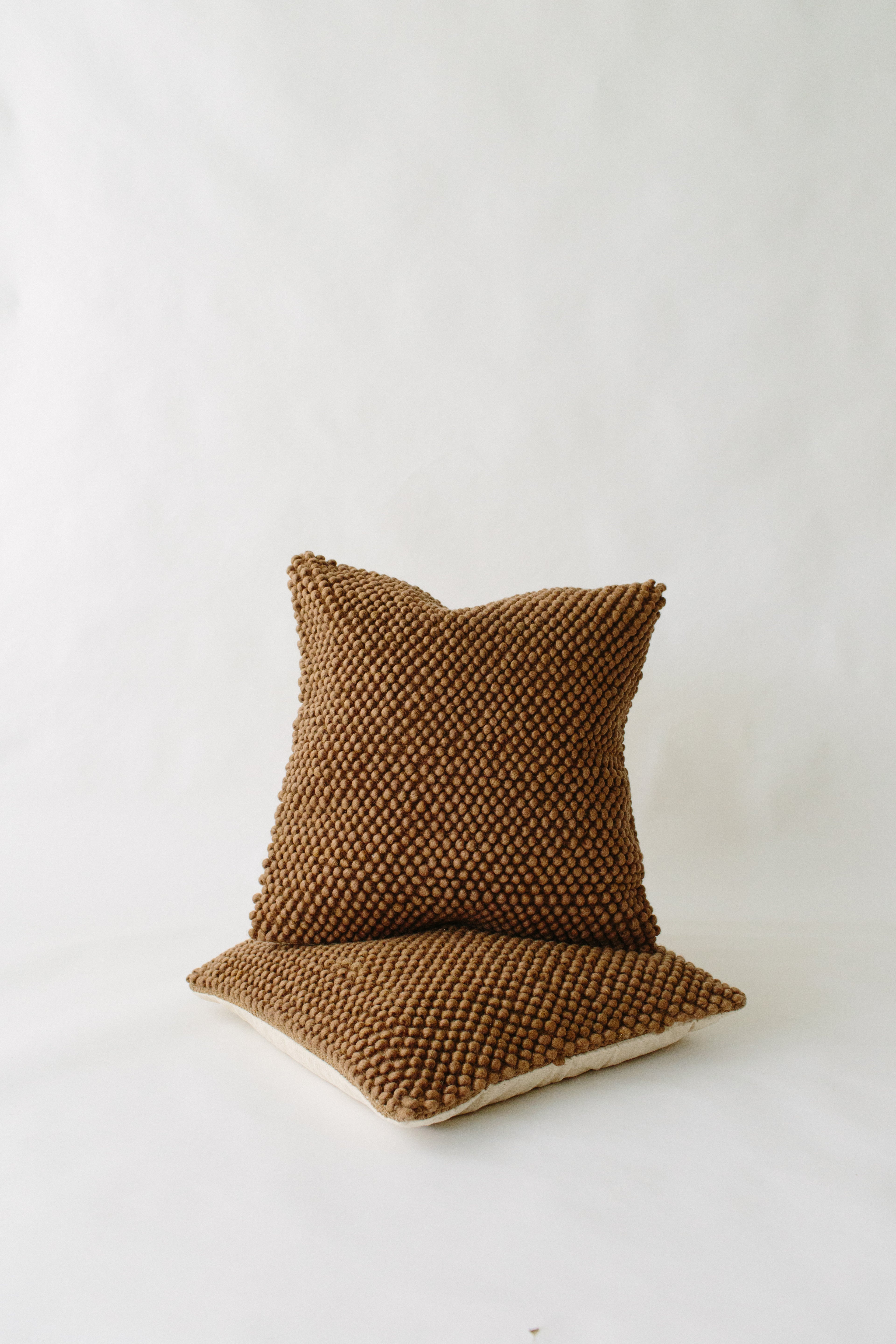 Brown Nub Wool Pillow cover