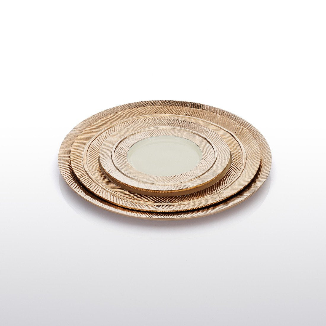 Feather Plates Gold & Oyster