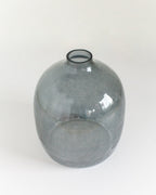 Hebron Hammered Glass Vase - Blue Grey