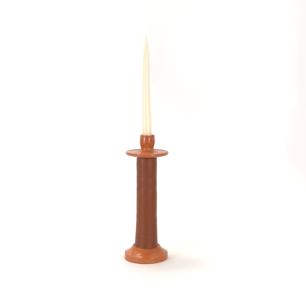 Leather Wrapped Ceramic Candle Holder